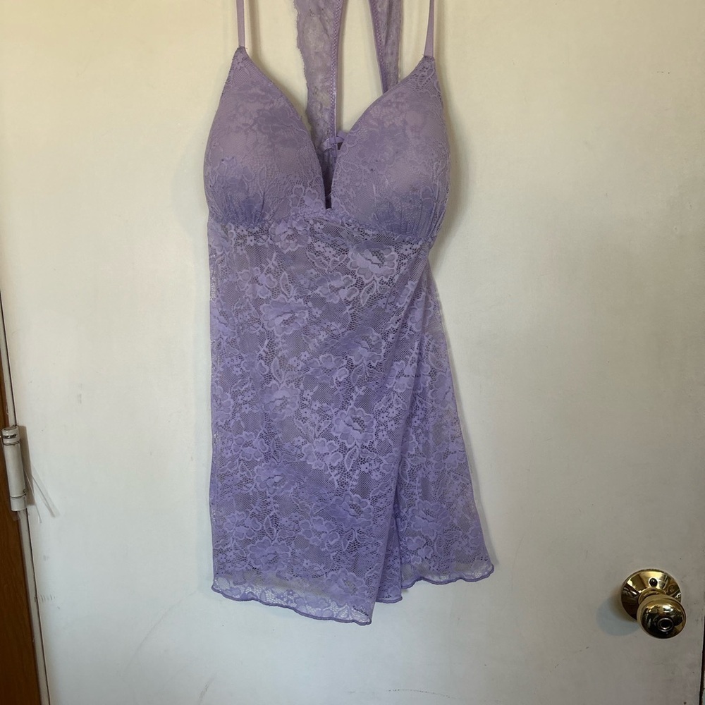 Lilac & London Purple Mesh Lingerie Large Padded Built in Bra